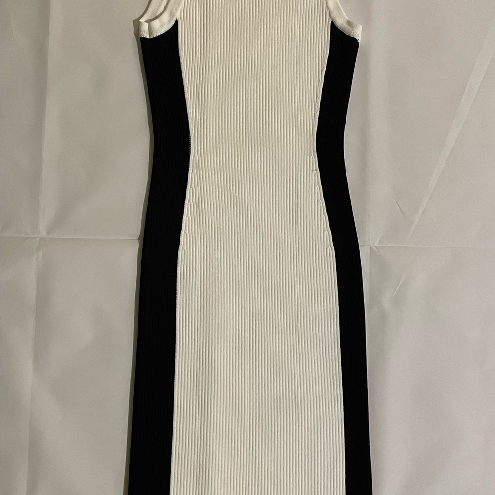 Michael Kors white/black ribbed dress